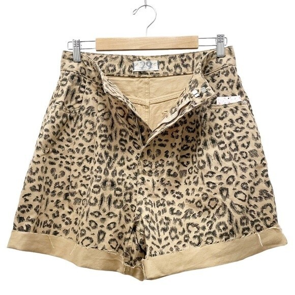 NWT Free People Printed Dogtown High Waist Shorts Cheetah Black Tan Size 29 NEW - Picture 4 of 16